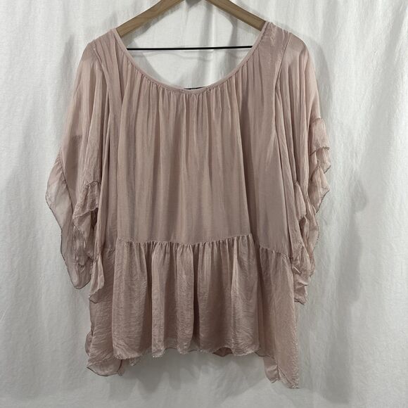 Tempo Paris Pink Silk Blend Flowy Ethereal Boho Romantic Top Womens Size M Italy - Picture 2 of 10